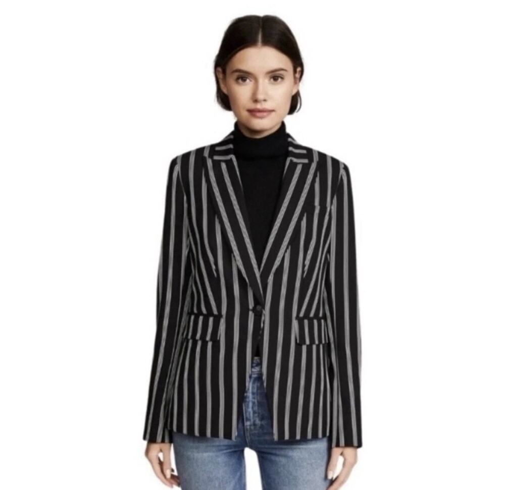 VERONICA BEARD Petra Black and White Pin Striped Blazer. Size 2 XS